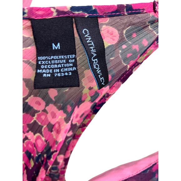Cynthia Rowley Sheer Pink Floral Mini Dress Halter Back Dress Size M - Picture 3 of 5